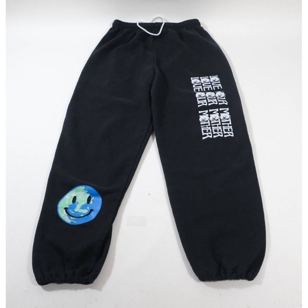 Natalie Mariduena Sweatpants Womens L Black Love Our Mother Earth Graphic Fleece